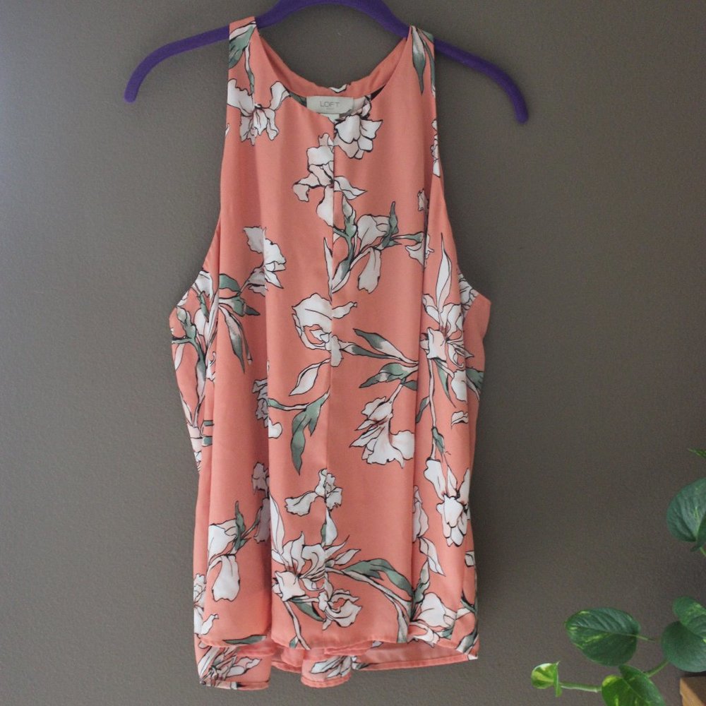 LOFT Peach Floral Blouse Tank